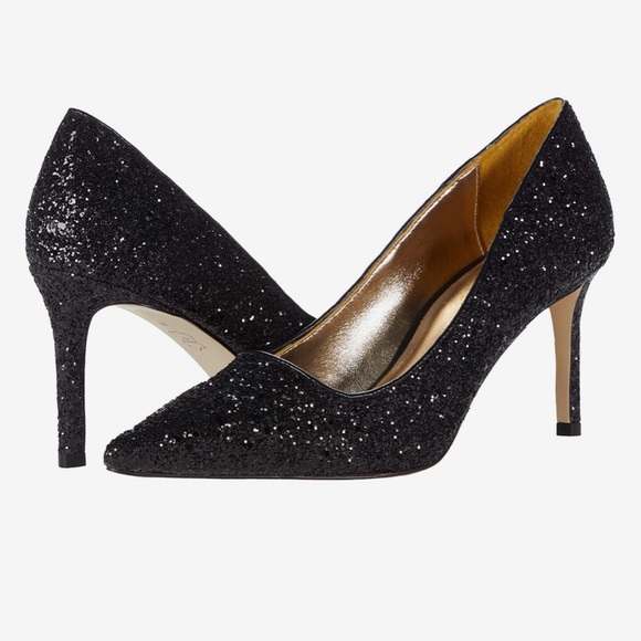 NWT Lilly Pulitzer Black Glitter Margot Pump